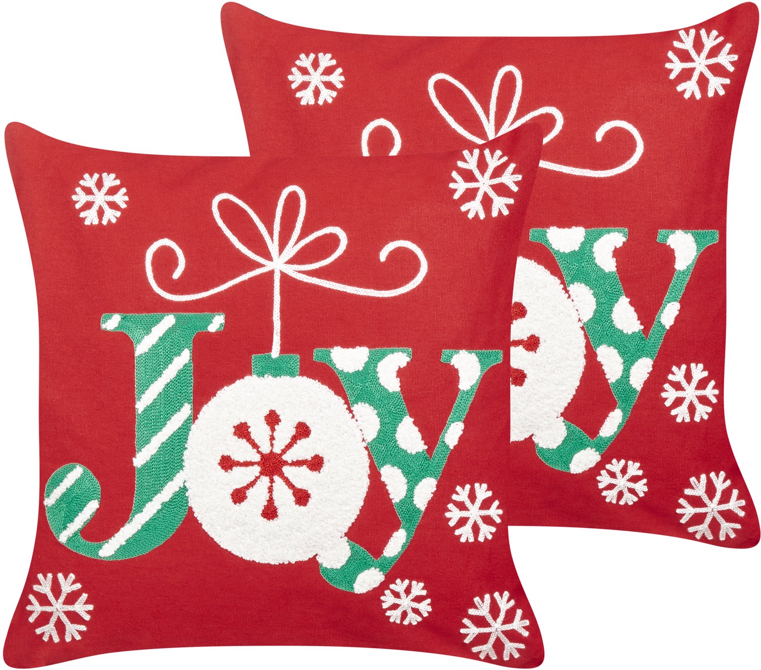 Beliani GINGERBREAD - Sierkussen set van 2 - Rood - 45 x 45 cm - Katoen