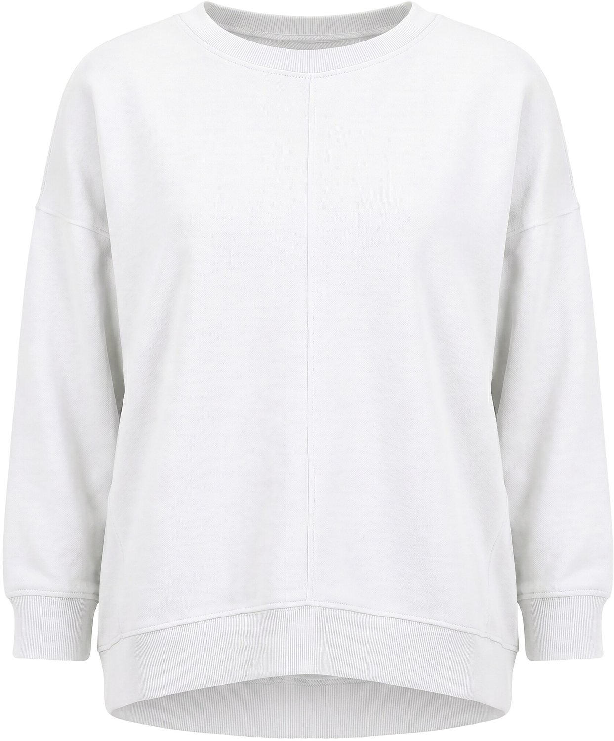 Ulla Popken - Dames - Long sweatshirt oversized ronde hals lange mouwen - Off-white - Maat 62+