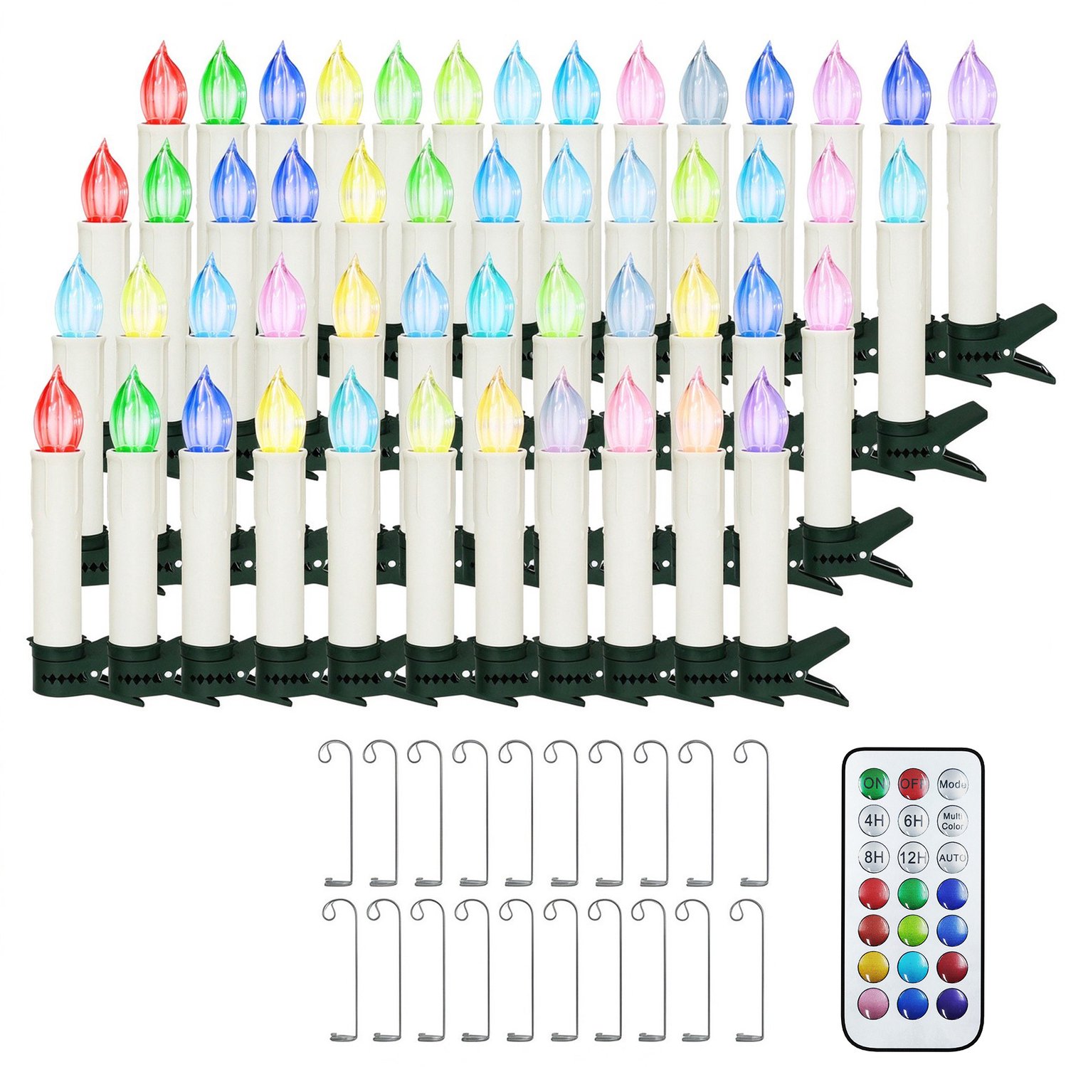 Froadp 50er LED-Kerzen Voor Kerstmis Draadloos kleurverlichting Met Timer, Afstandsbediening & Clips Voor Kerstboom, Kerstd decoratie, Feest & Huwelijksdecoratie, Dimmbaar