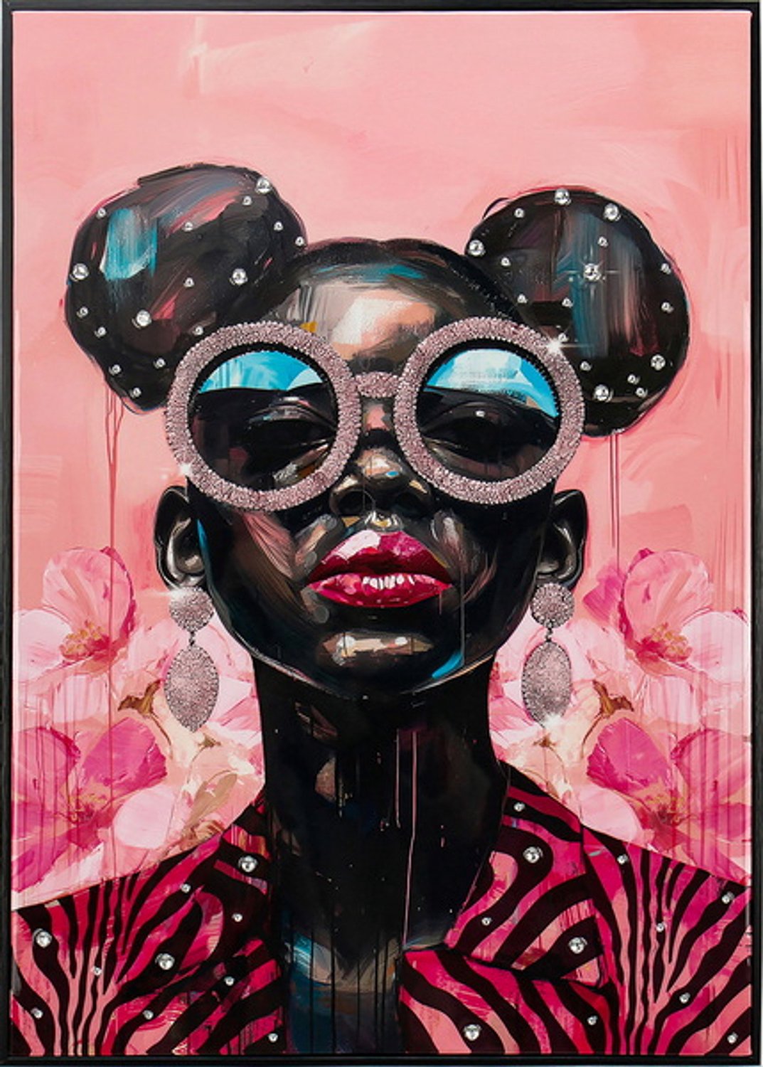 Schilderij bold lady pink 50x70cm