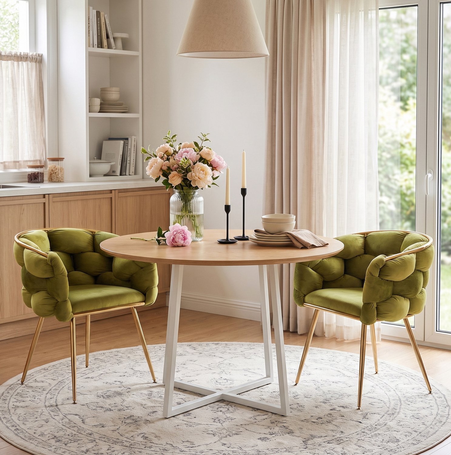 STILVORA Fauteuil 73 x 56 x 75 cm - Zachte Velvet Bekleding en Gouden Metalen Poten - Voor Woonkamer, Slaapkamer en Eetkamer - Olijfgroen