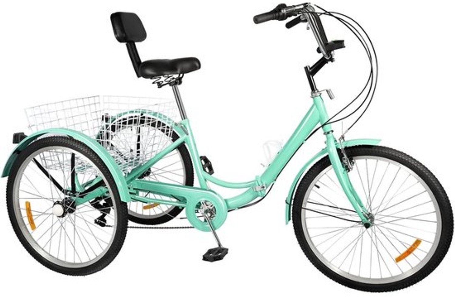 Driewieler voor volwassenen Cruiserfiets Comfortabel vervoer Inklapbaar met mand 24 inch