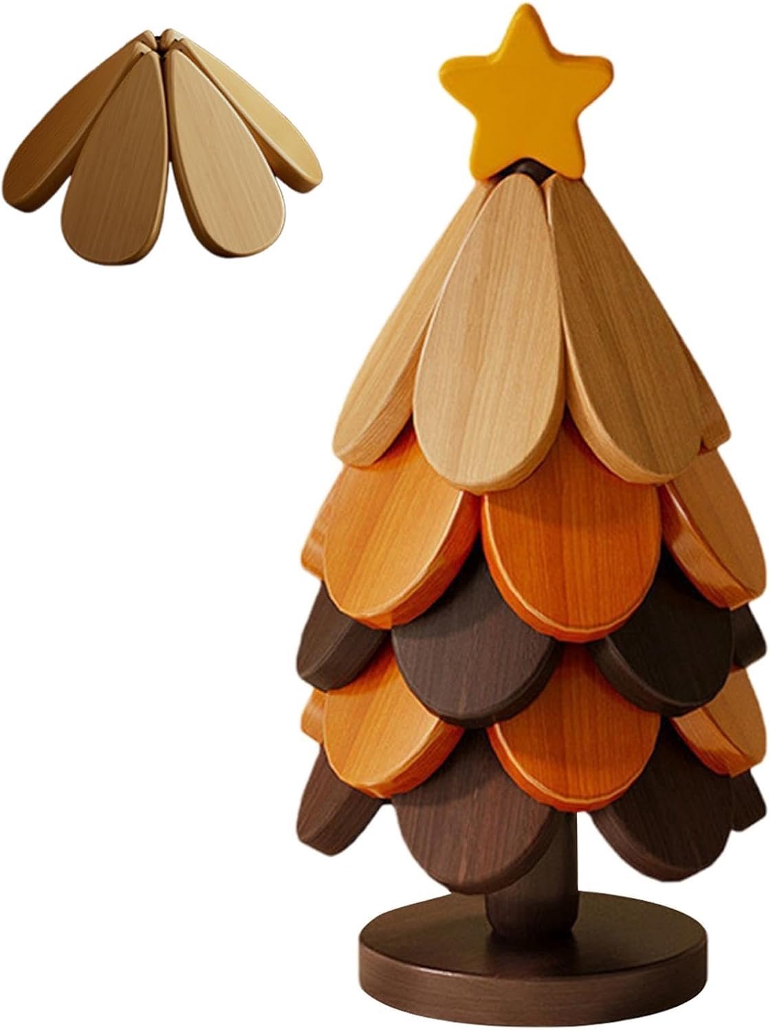 Onderzetter - Kerstboomvormige Set van 5 Opvouwbare Houten Onderzetters - Hittebestendige Placemat en Coaster - Creatief Tafelaccessoire voor Dressoir en Keuken - 5 Stuks