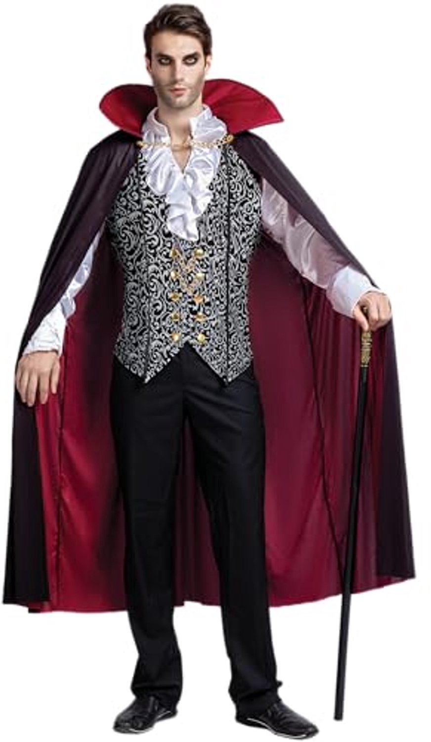 Spooktacular Creations zilveren vampierkostuum voor heren - maat XL
