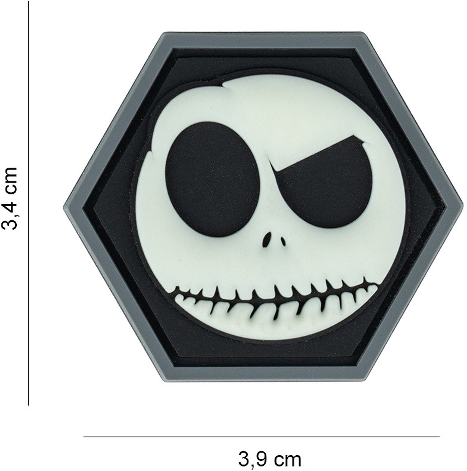 Embleem 3D PVC Hexagon smiley glow in the dark #8060