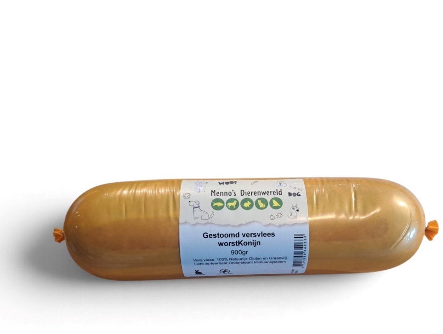 Gestoomd vers vlees worst Konijn 900 gram