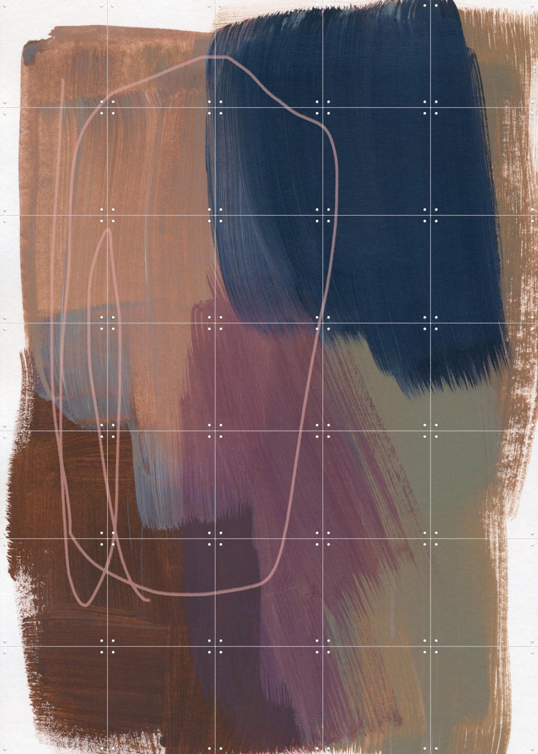 IXXI Abstract Brush Strokes 155, Mareike Böhmer - 100 x 140 cm - Grote wanddecoratie en posters - Kwaststreken, Abstract, Woonkamer, Studeerkamer Bruin