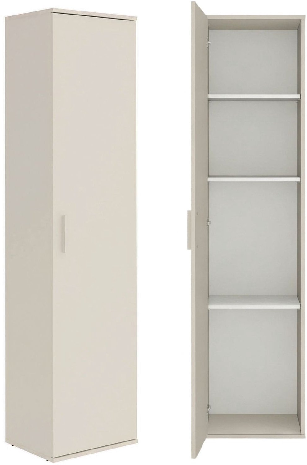 mokebo Multifunctionele kast smal (42 cm) 'Der Kompakte' in Wit – Smalle huishoudkast met 1 deur & 3 verstelbare legplanken – 180 cm hoog – Universele kast voor hal, badkamer of als bezemkast