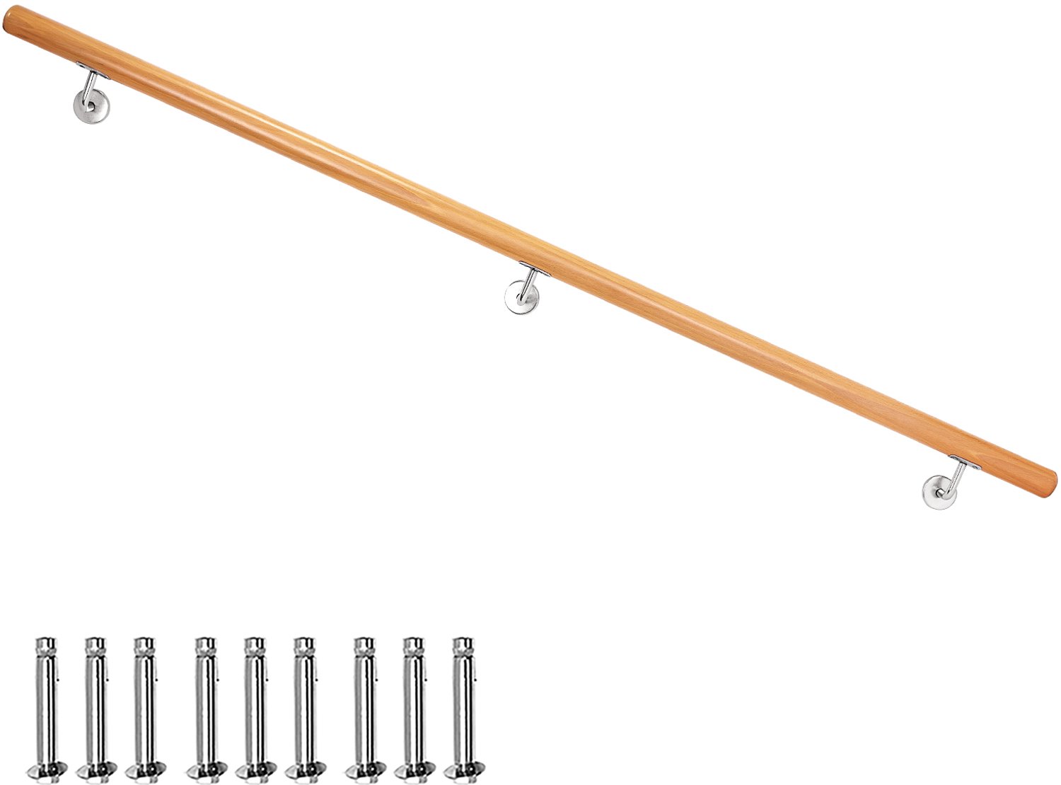 Beukenhouten trapleuning – Trapleuning / Wandleuning – Zijmontage – Lengte naar keuze: 50 – 500 cm