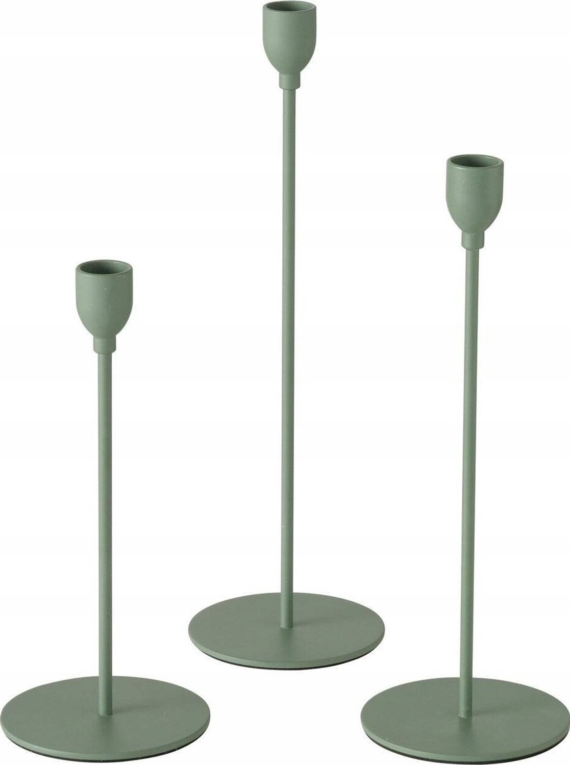 Boltze metalen kandelaars Malte - set van 3, verschillende hoogtes, groen