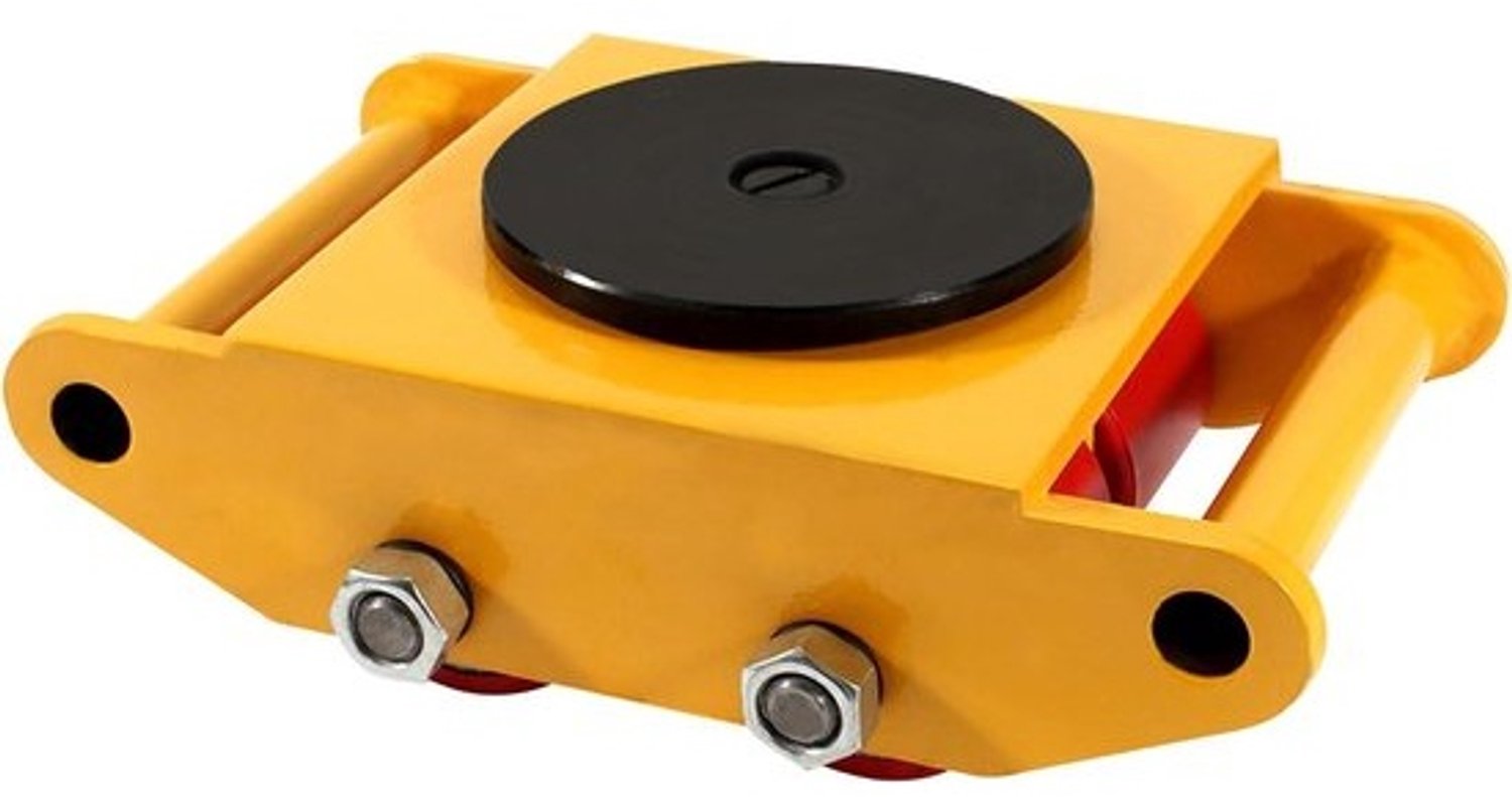 Transportchassis - Machineverplaatser - Zware machines verplaatsen - 360 graden draaikap - 6T capaciteit - Geel