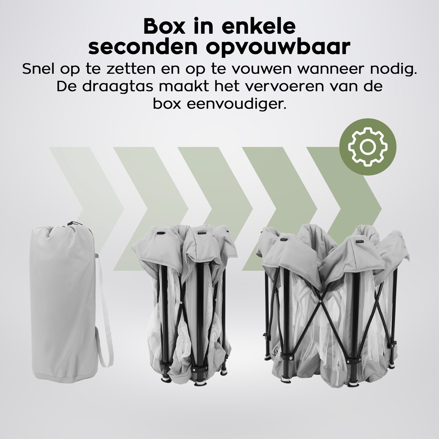 Tulano Cozy 30 - Grondbox - 125x125x66cm - Met draagtas - Inklapbare - Opvouwbare Baby Speelbox - zeshoek - voor binnen en buiten - ademend gaas - EN71 gecertificeerd - Grijs – foto 2