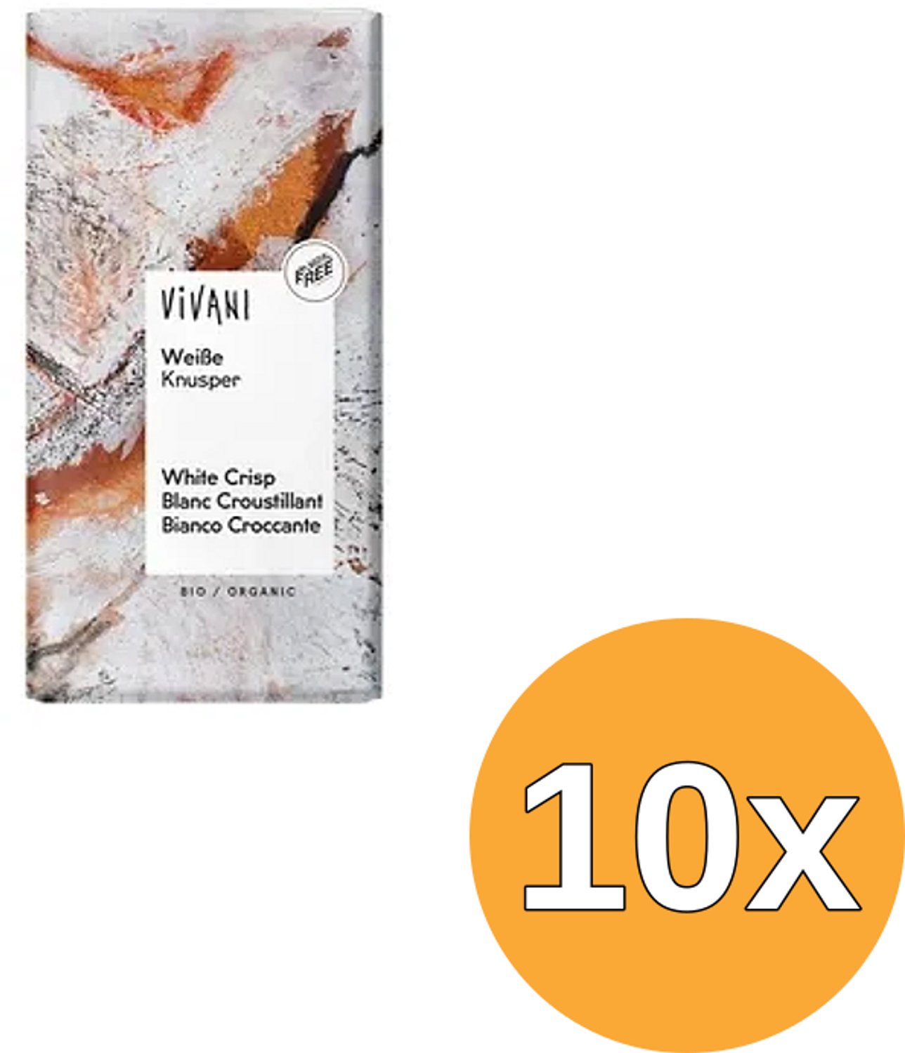 10x Vivani Chocolate Bar White Crisp (80 gr)