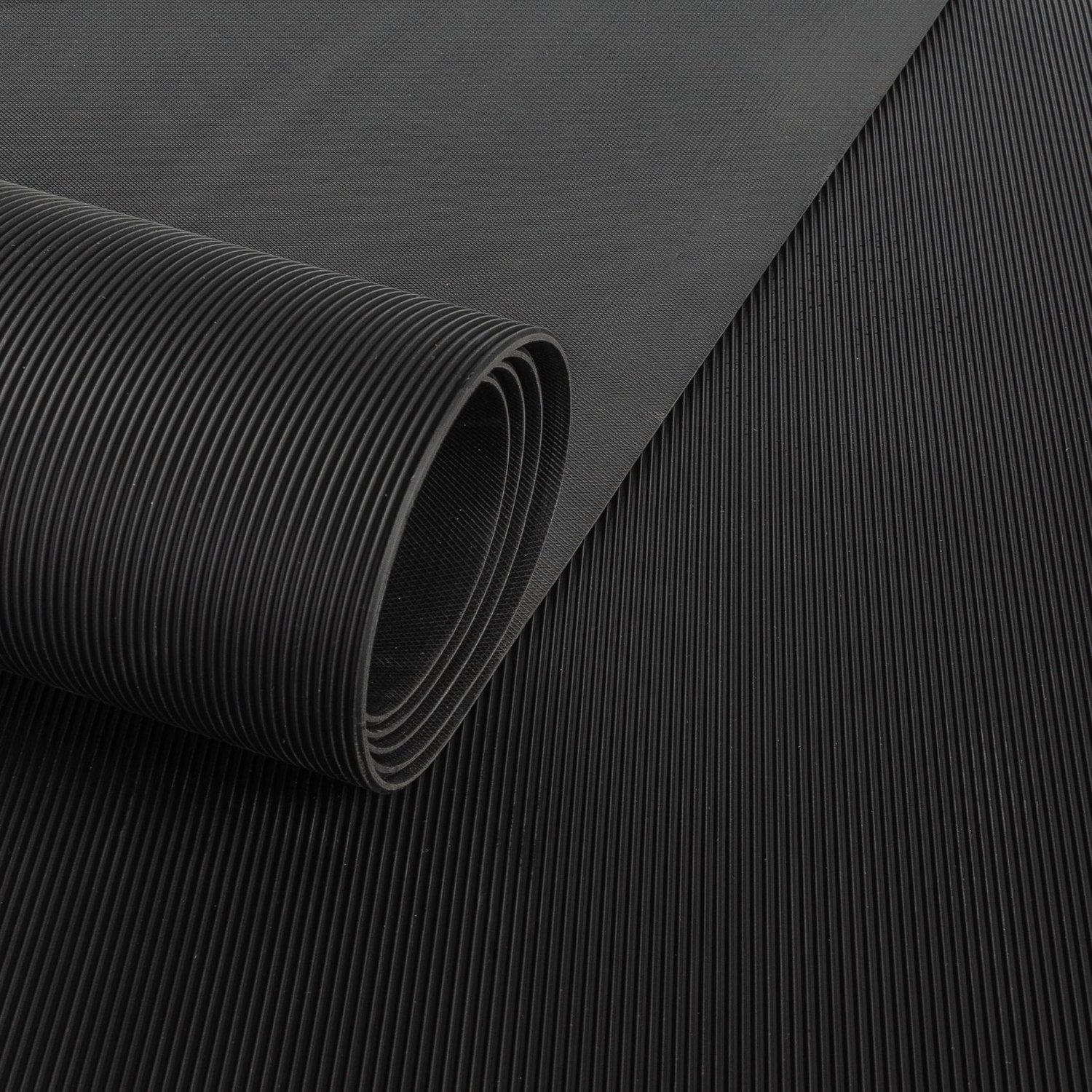 ANRO Rubberen Mat Fijngeribbeld Zwart 100x220cm – TPE Geurarm 3 mm Antislip Werkplaatsvloer Vloermat