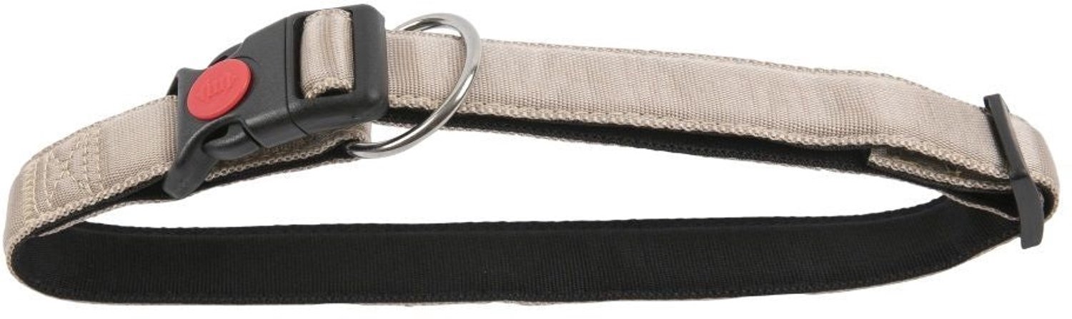 De-Tail Halsband Nylon met zachte voering en snelsluiting 15 mm x 25-35 cm Beige
