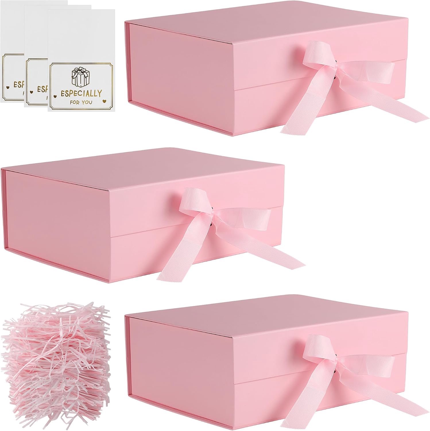 Geschenkdozen 3 stuks - Roze 29 x 22 x 10,5 cm - Karton met magnetisch deksel - Perfect voor bruiloften - ShopVlot
