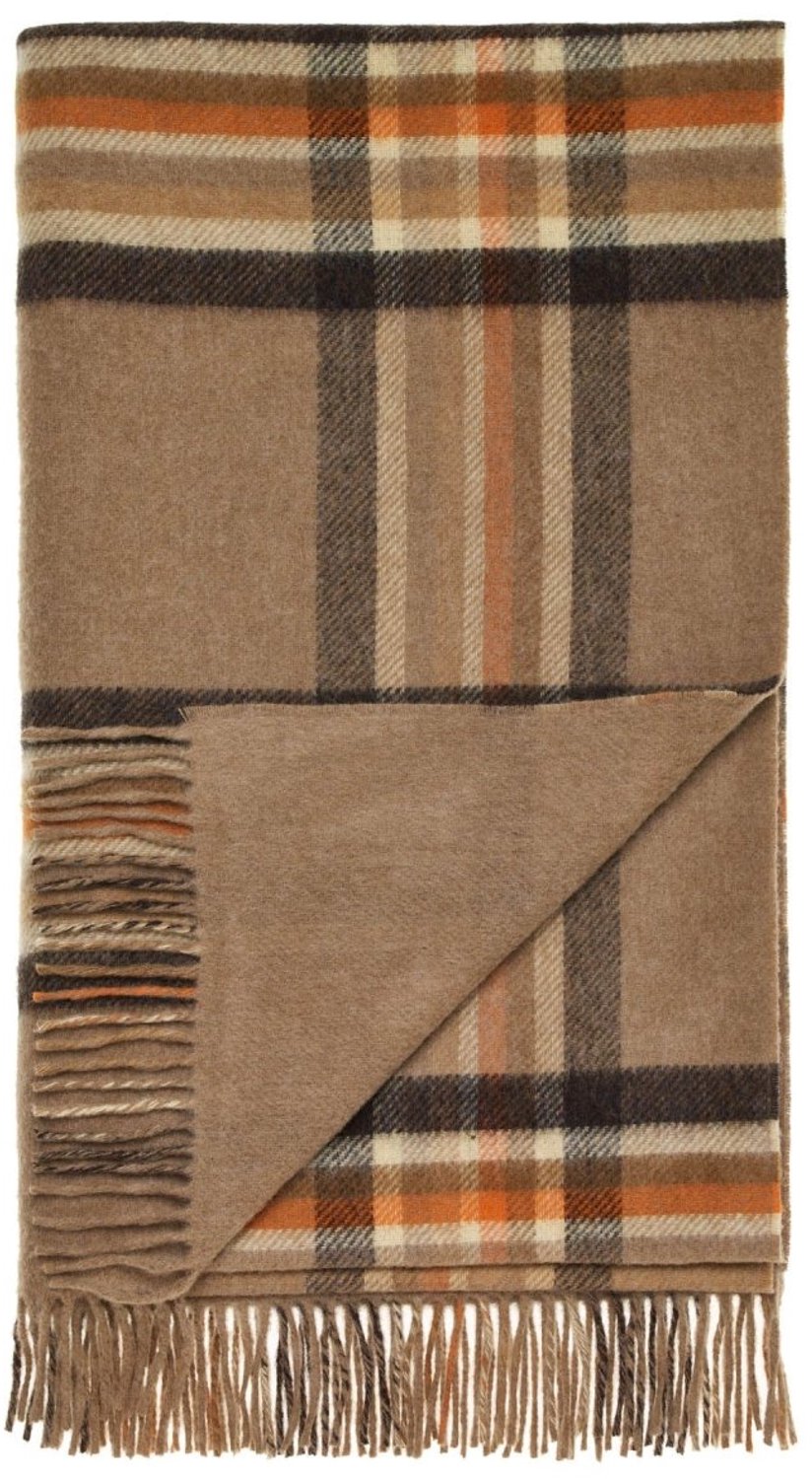 Bronte by Moon Plaid Double Face Vintage Ruit Camel - Country Side Collection - Merino Lamswol - 140x185 - Bronte by Moon Bruin