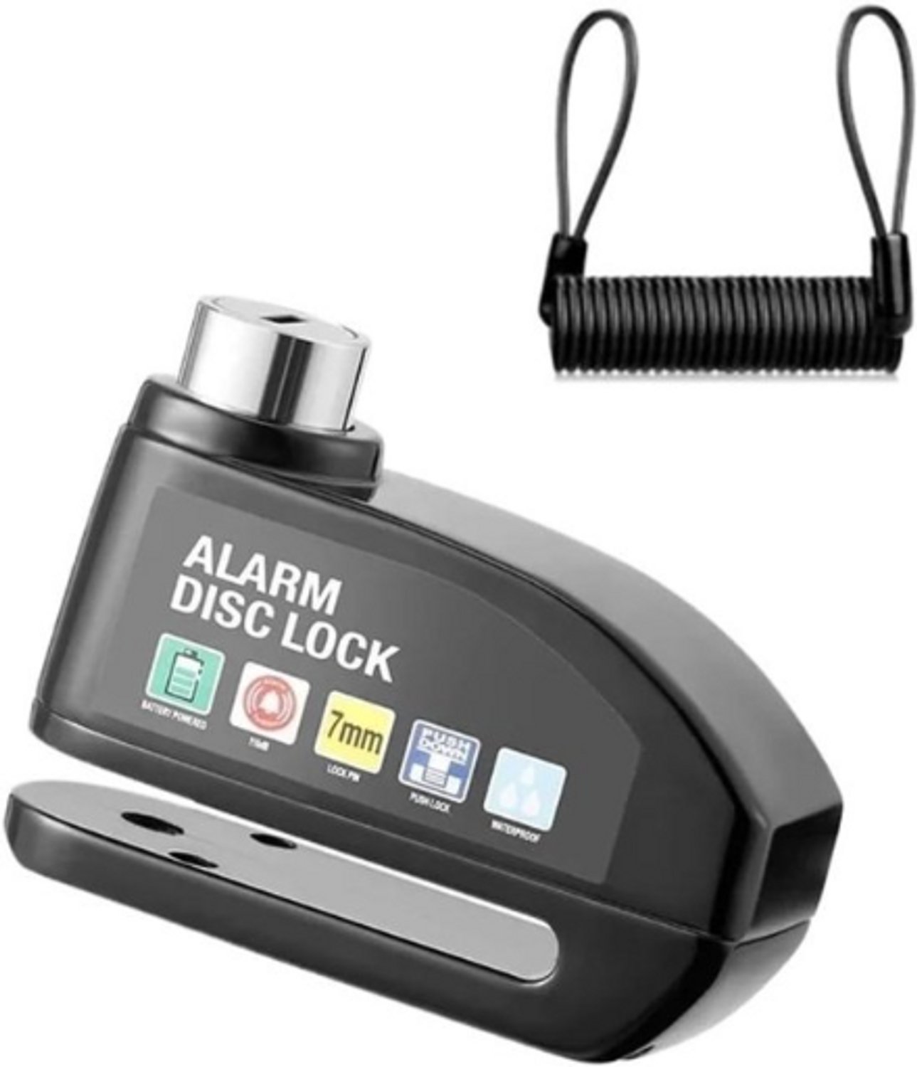 Rieba® Schijfremslot Alarm - Remschijfslot - Inclusief Reminderkabel - Fiets -Motor - Scooter - Remslot - Alarmslot Rem - Schijfrem Antidiefstalslot - Hoge Decibel - Zwart