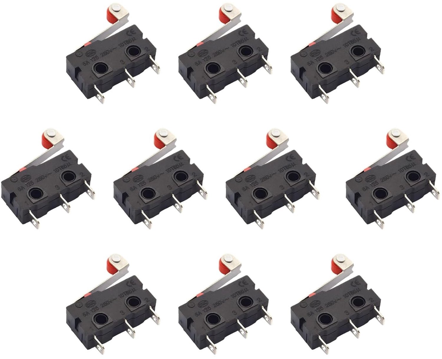 Micro schakelaars 10 stuks - SPDT 220V 5A - mini schakelaar met hefboom - ideaal voor automatisering - ShopVlot
