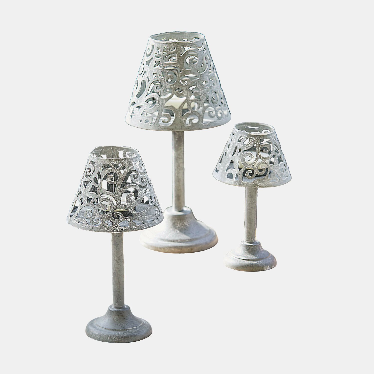 Loberon Windlichtje set van 3 Belori antiekgrijs