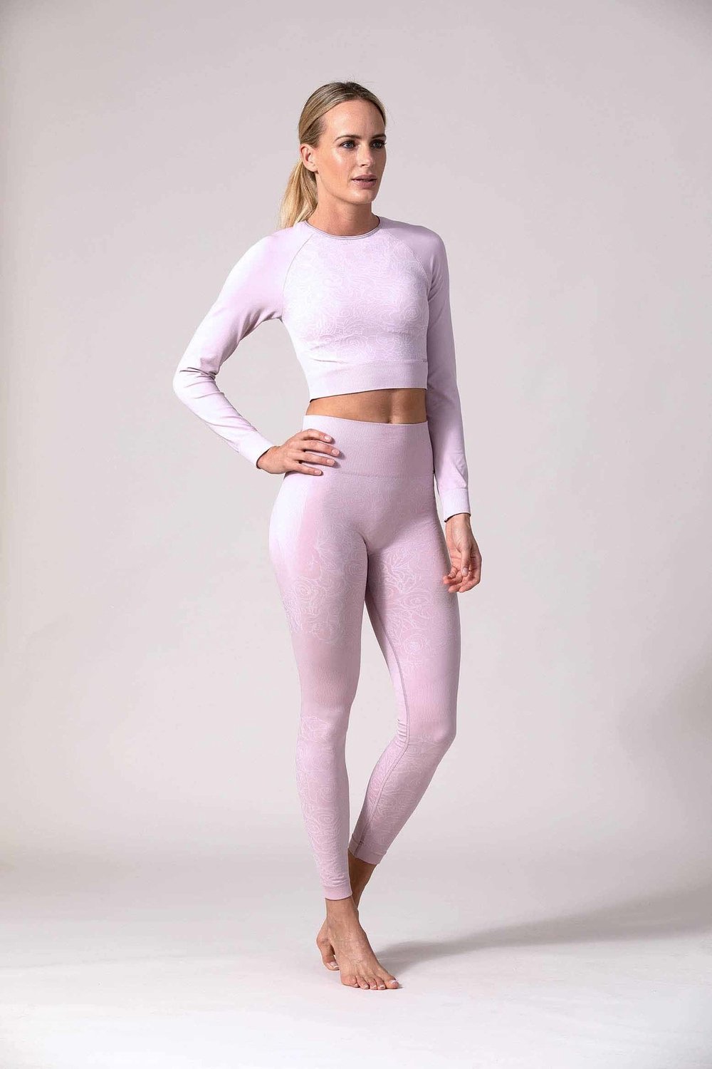 REVIVE Viane - Cropped Sportshirt Lange Mouwen Dames - Yoga - Nostalgic Rosa - Maat S