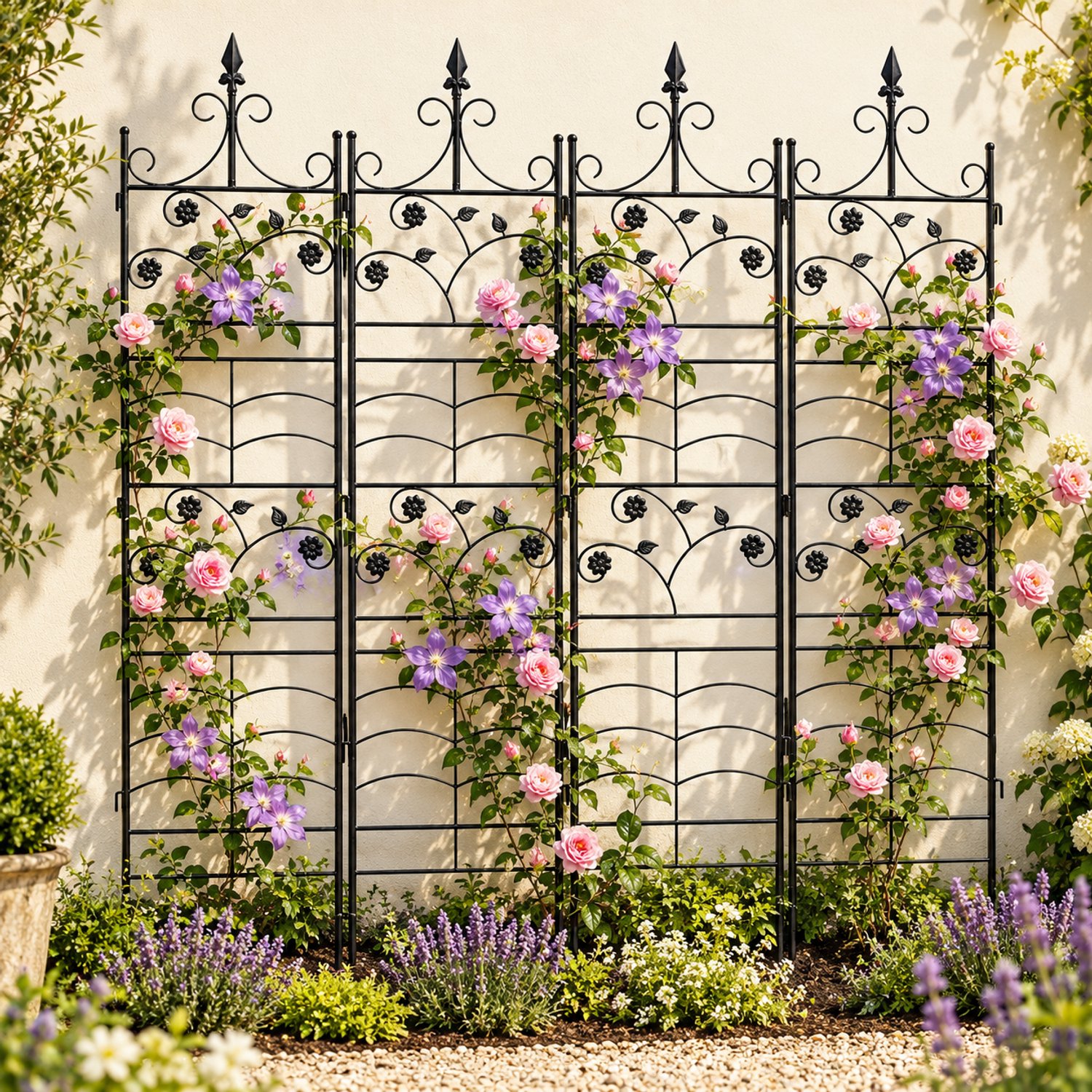 unho Klimrek voor Planten - Set van 4 - Metaal Zwart - Koppelbaar - 50 x 215 cm per Paneel