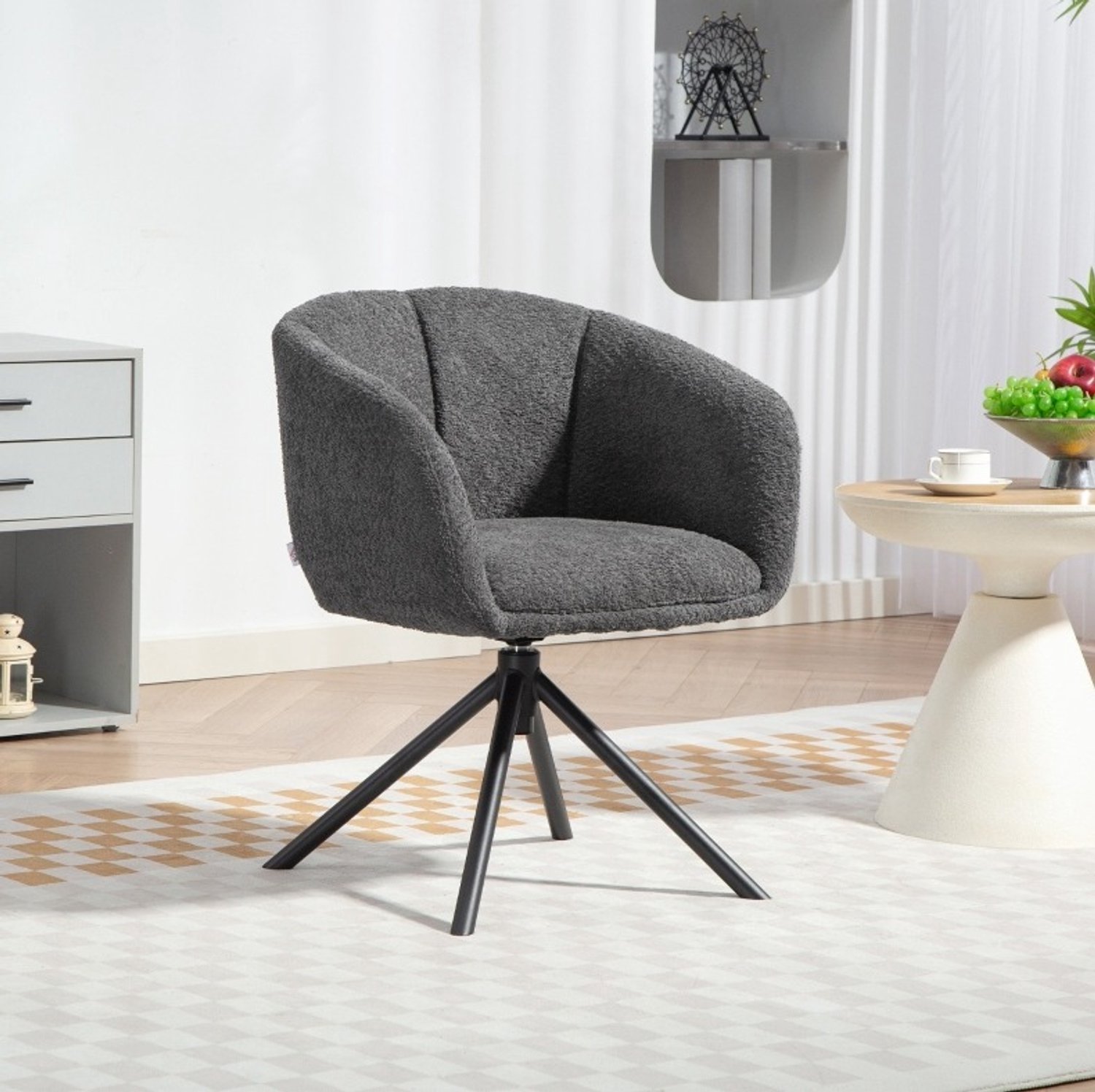 CHICFURN Fauteuil - Draaibaar - Met armleuningen - Donkergrijs