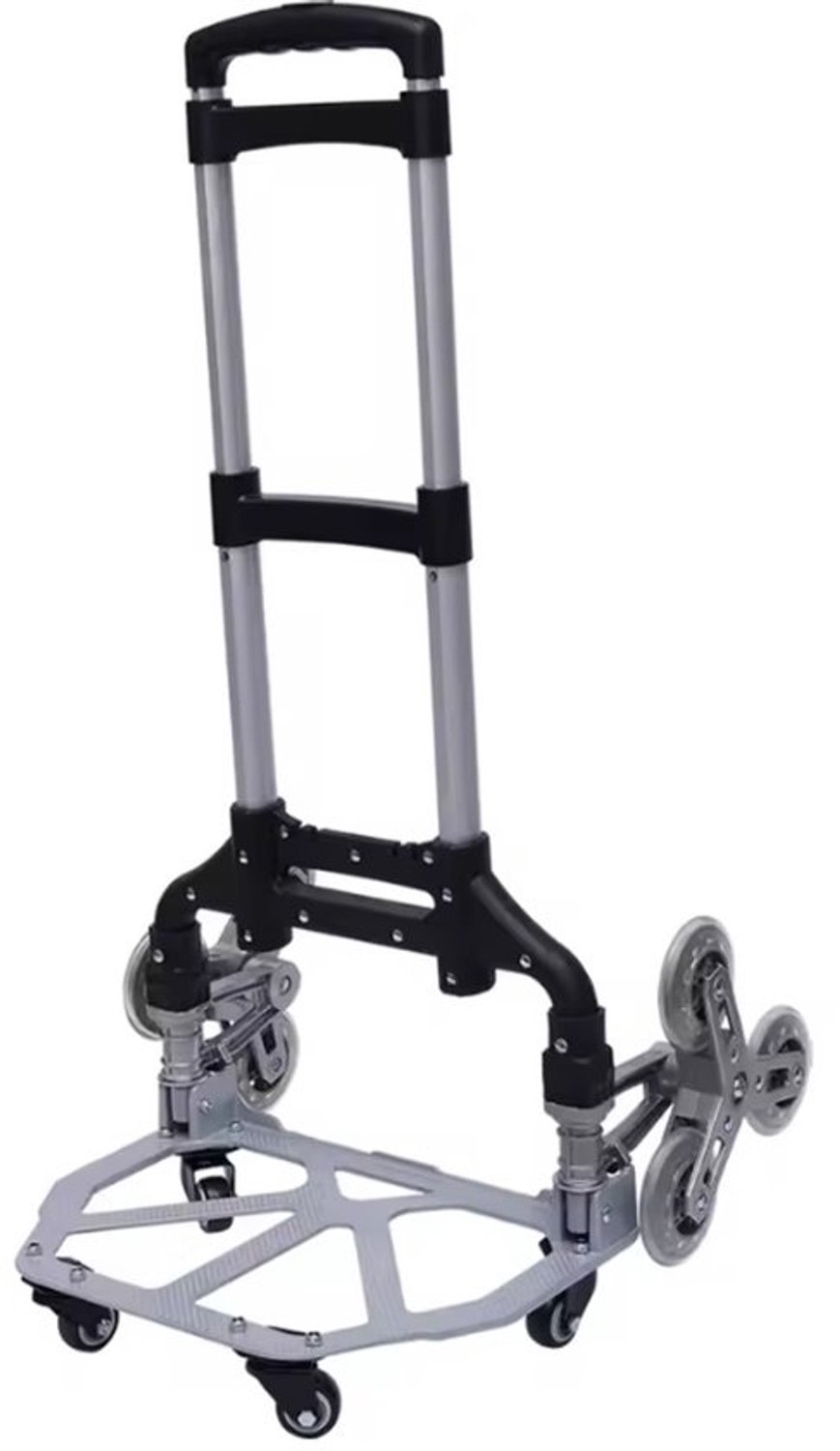 Transportkar met handgreep - Kar voor gebruik op trappen - Veelzijdige transportkar - Kar om trappen mee op te lopen - Draagvermogen van 70/35 kg - Van metaal - Voor professioneel gebruik - Inklapbaar