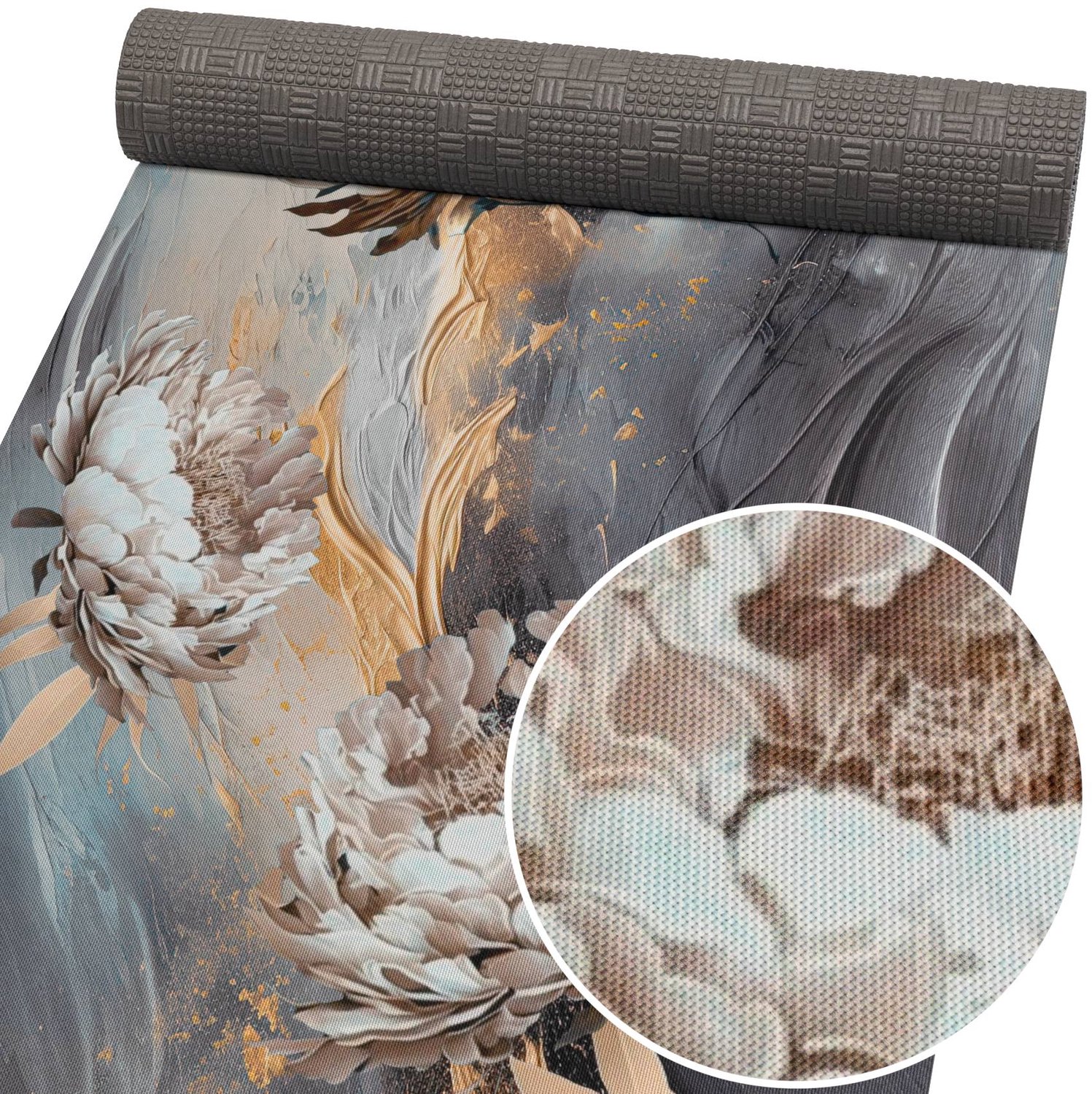 ANRO Keukenloper Elysium Pioenrozen Grijs 260x52cm – Antislip Gangloper Tapijtloper 3 mm Laagpolig