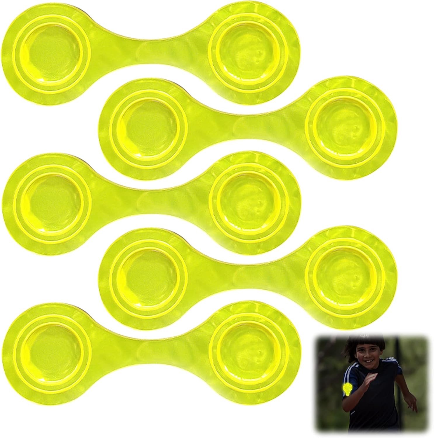 5 Stuks Magnetische Reflectoren voor Kinderen, Rugzakken, Kleding en Hondenharnassen - Geel Veiligheidsaccessoire voor Buitenactiviteiten