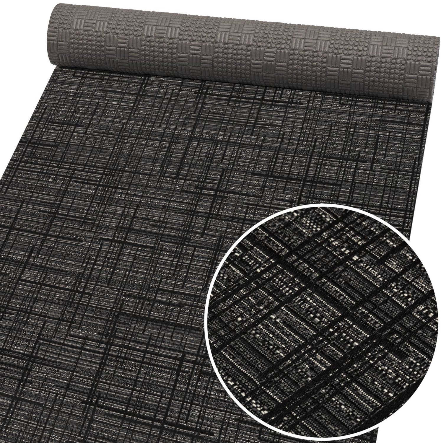 ANRO Keukenloper Luxe Linnenlook Antraciet 160x52cm – Antislip Gangloper Tapijtloper 3 mm Laagpolig