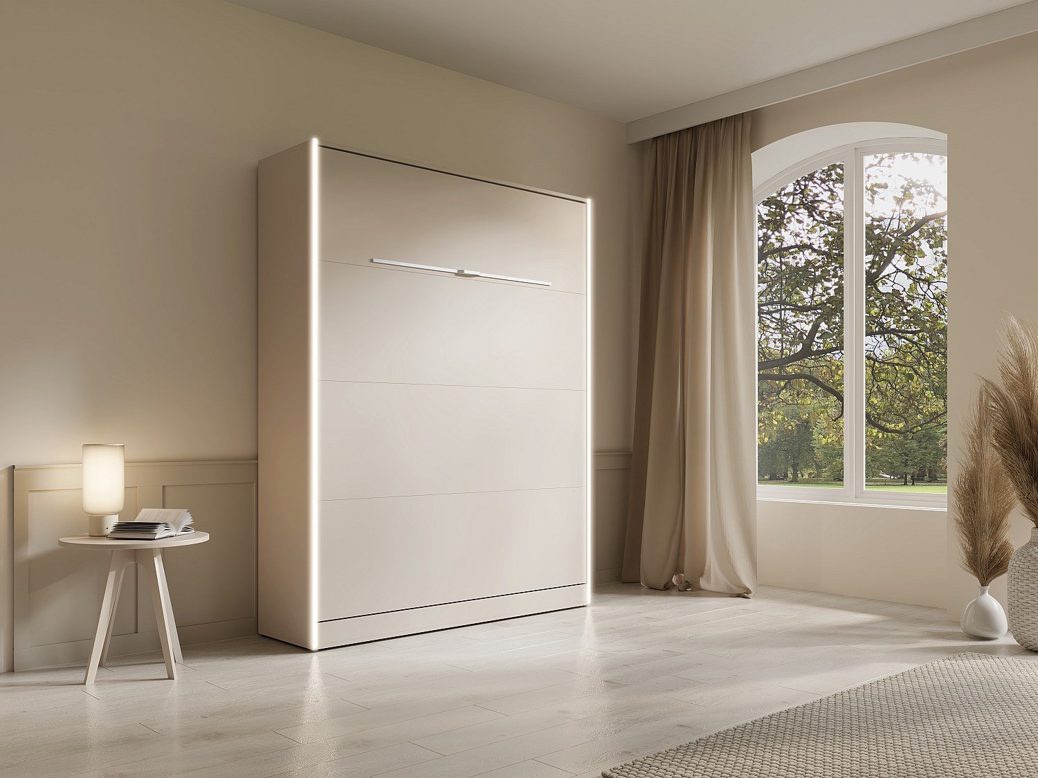 Vente-unique Bedkast hout beige 160 x 200 cm