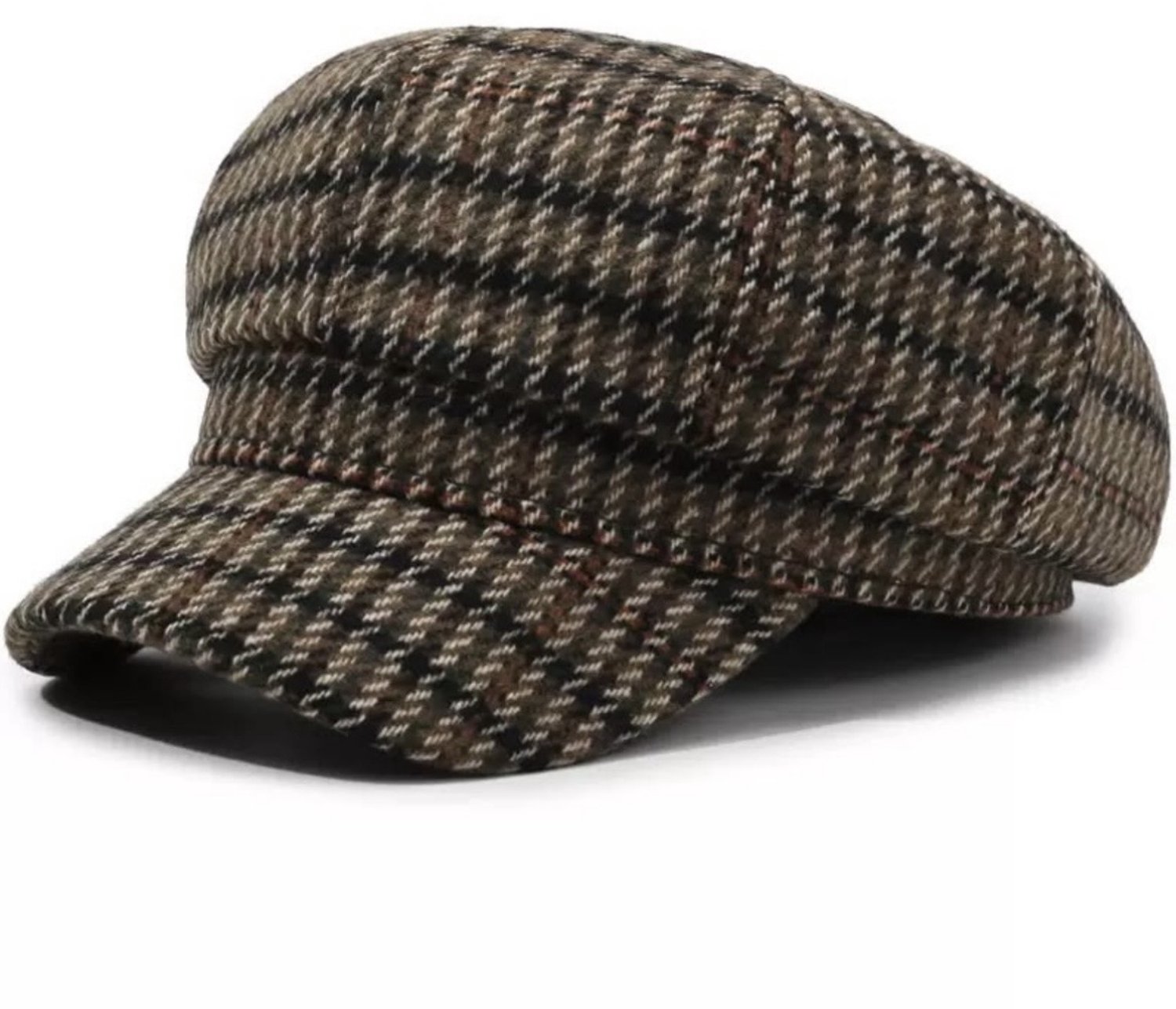 Baker boy cap - pied-de-poule cap - fisherman cap - zeemanspet - zeemans pet - kaki pet - washed cap kaki - pet - hoed - vintage pet - vintage cap - vintage - fisherman cap - baseball cap - flatcap - baret met rand - cadet style hat - cadet hat