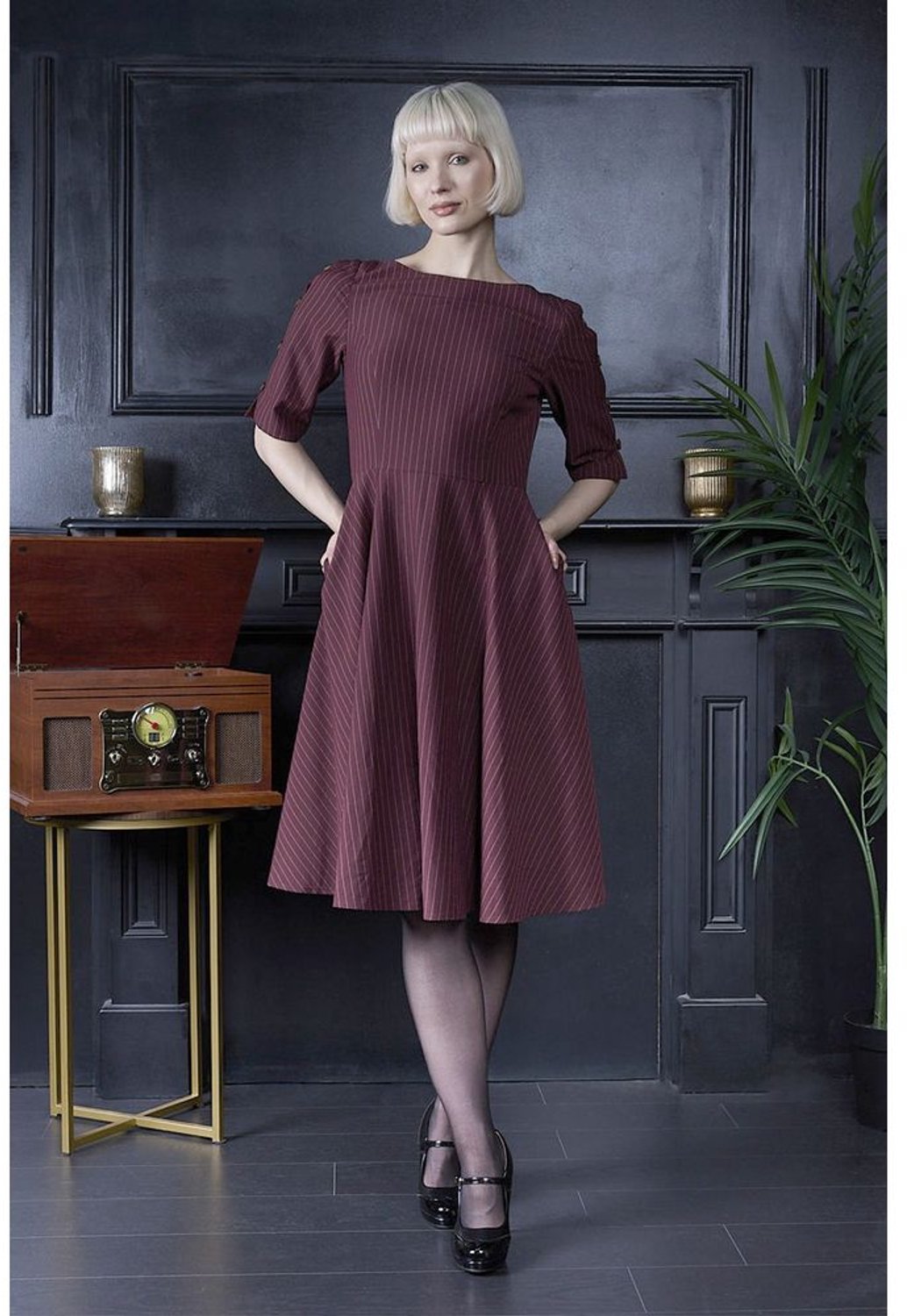 Banned - Michaella Flare jurk - XL - Bordeaux rood