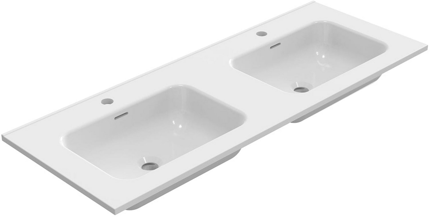 Wiesbaden Bajo Dubbele Wastafel 120 x 46 x 1,8 cm - Keramiek Glans Wit