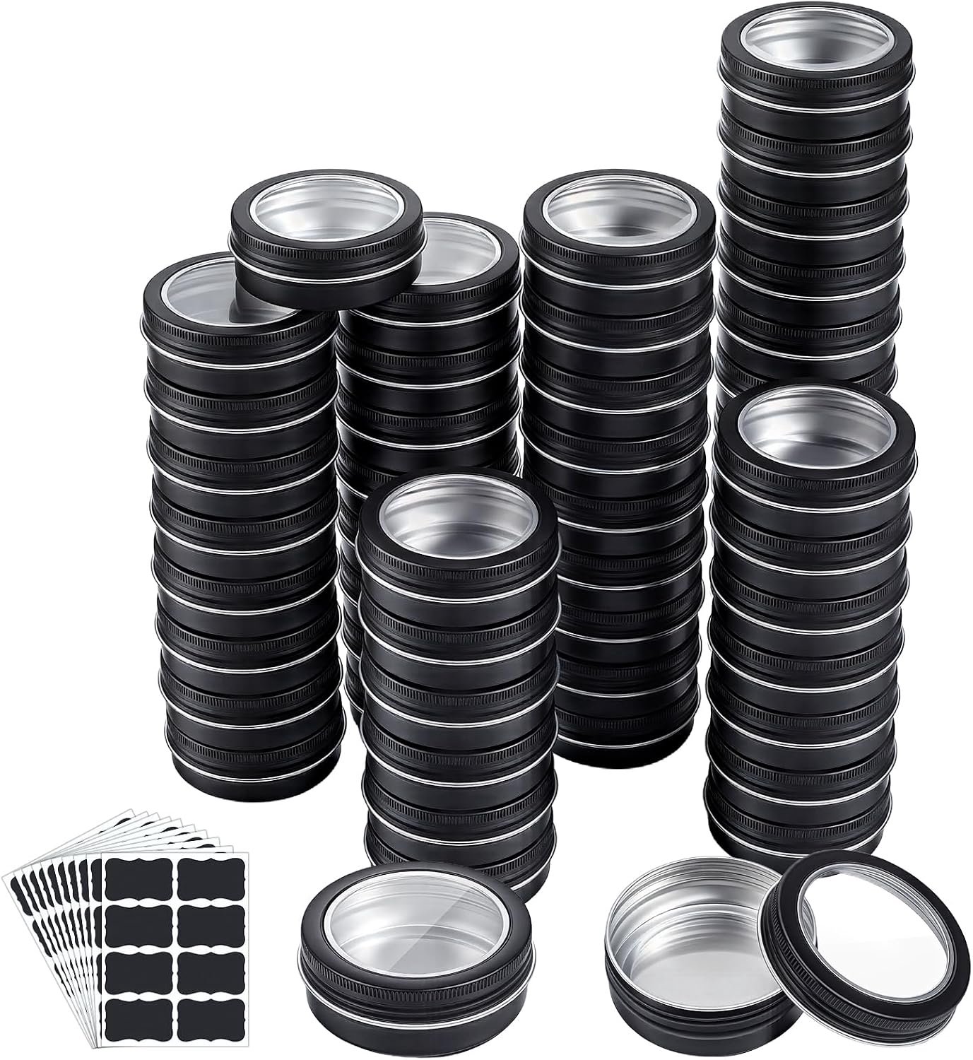 Aluminiumoxide geschenkdozen 60 ml - Blikken doos met vensterdeksel - Schroefbovenkant - Perfect voor cosmetica - ShopVlot