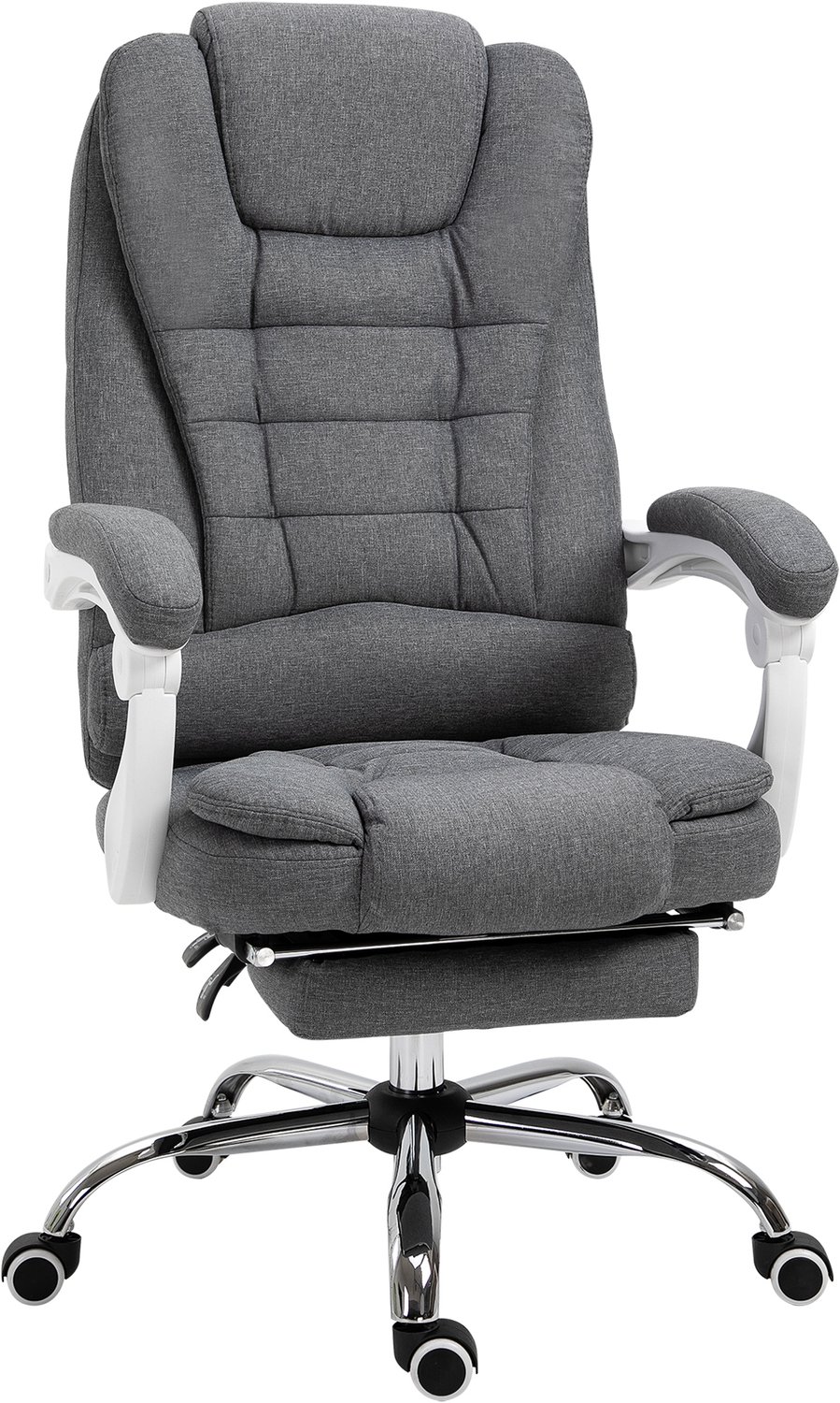 Clruro Bureaustoel - 65x70x110-118 cm - Ergonomisch - Klapbare Voetensteun - Metaal - Grijs Clruro