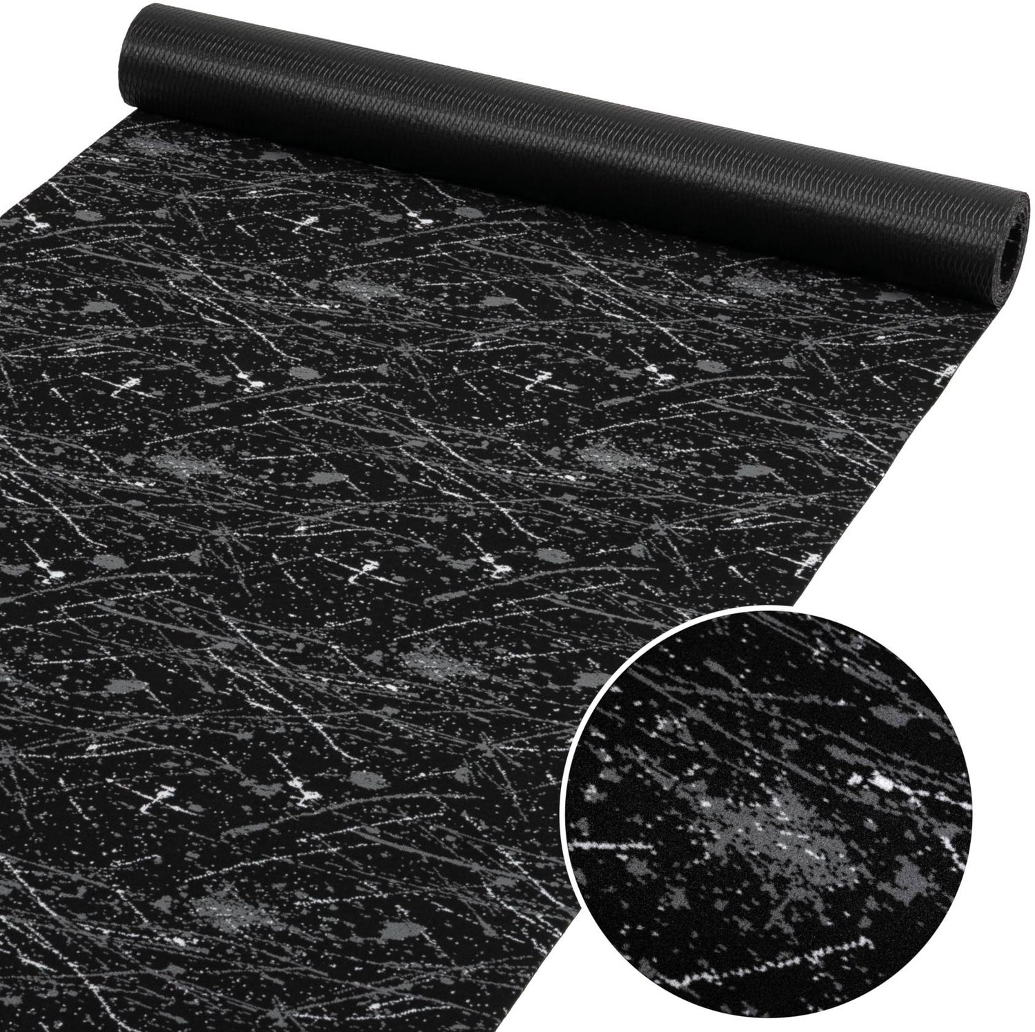 ANRO Keukenloper Rahma Zwart 500x67cm – Tapijtloper Wasbaar Antislip Gangloper Hal Laagpolig