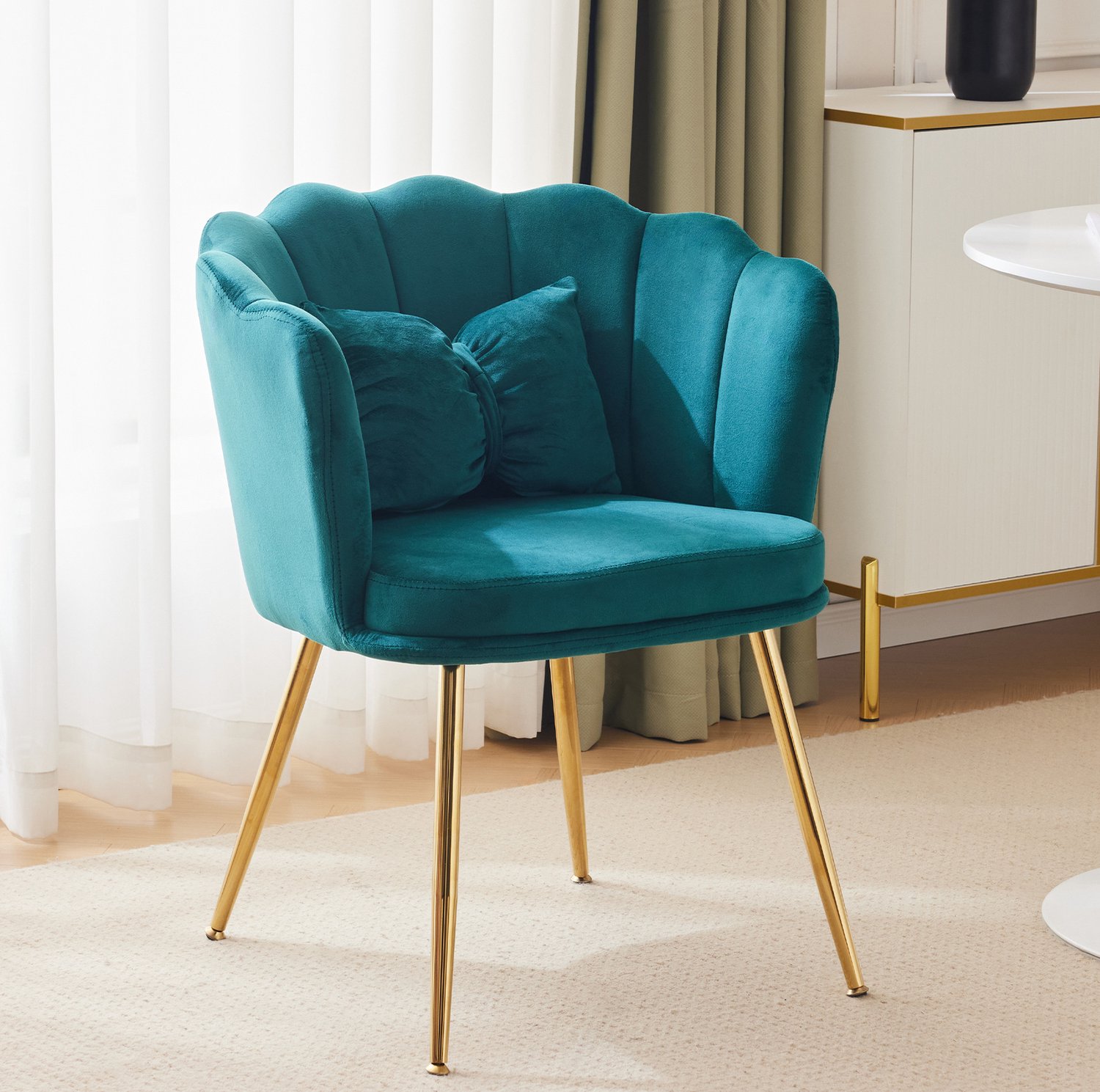 CHICFURN Fauteuil - Fluwelen bekleding - Metalen poten - Groen