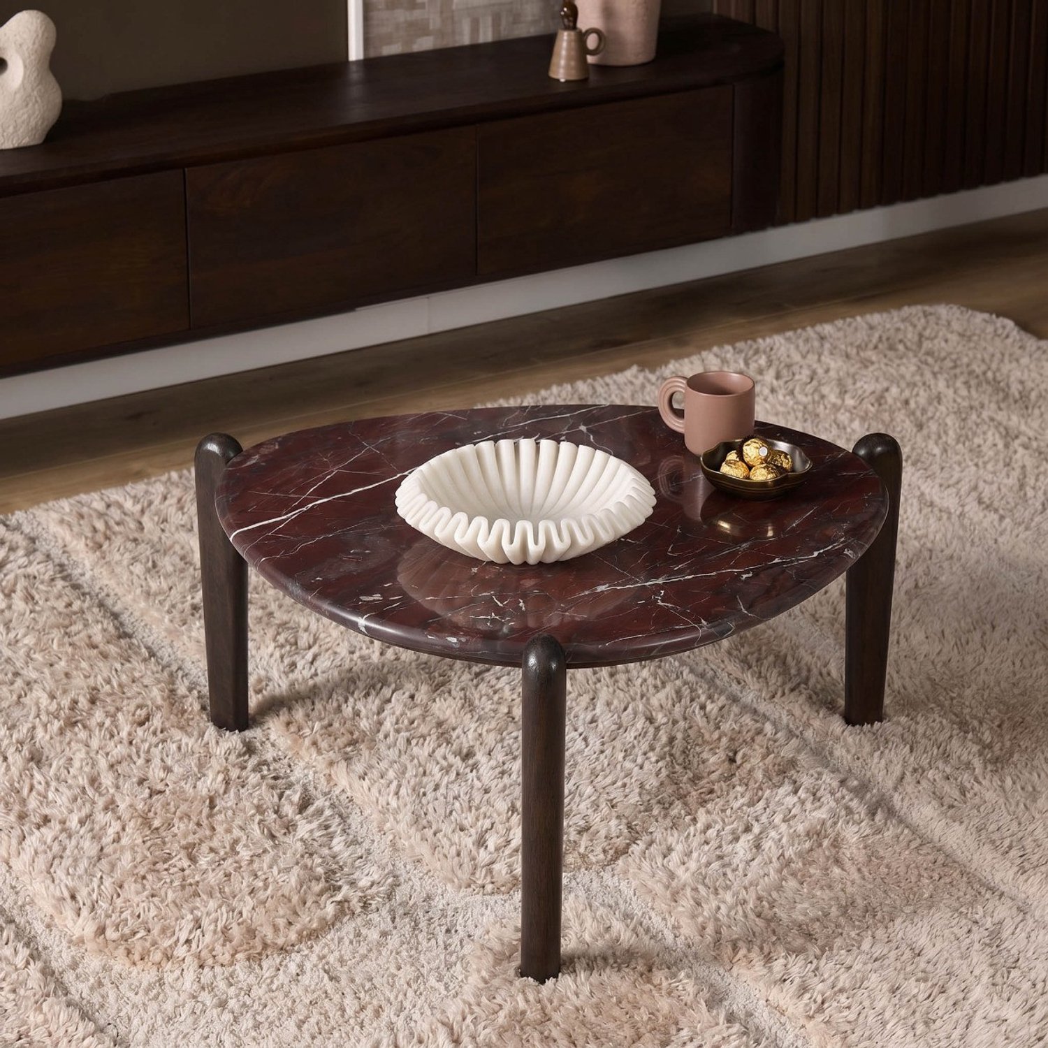 Starfurn - Salontafel Alva marmer 81 cm - bruin/rood