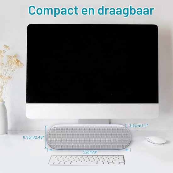 USB-luidspreker soundbar, draagbare USB-computerluidspreker, mini-soundbar, kleine luidspreker voor telefoon, notebook, pc, desktop - plug and play (grijs) — afbeelding 3