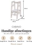 Witte Cabino leertoren met afmetingen van 90x40x49 cm. Stevig en compact.
