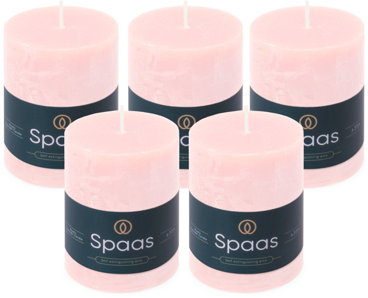 SPAAS Rustieke Stompkaarsen - Lichtroze - 70/95mm - circa 35 uur - 5 kaarsen