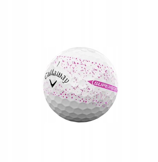 Callaway SUPERSOFT golfbal, wit met roze spetters.