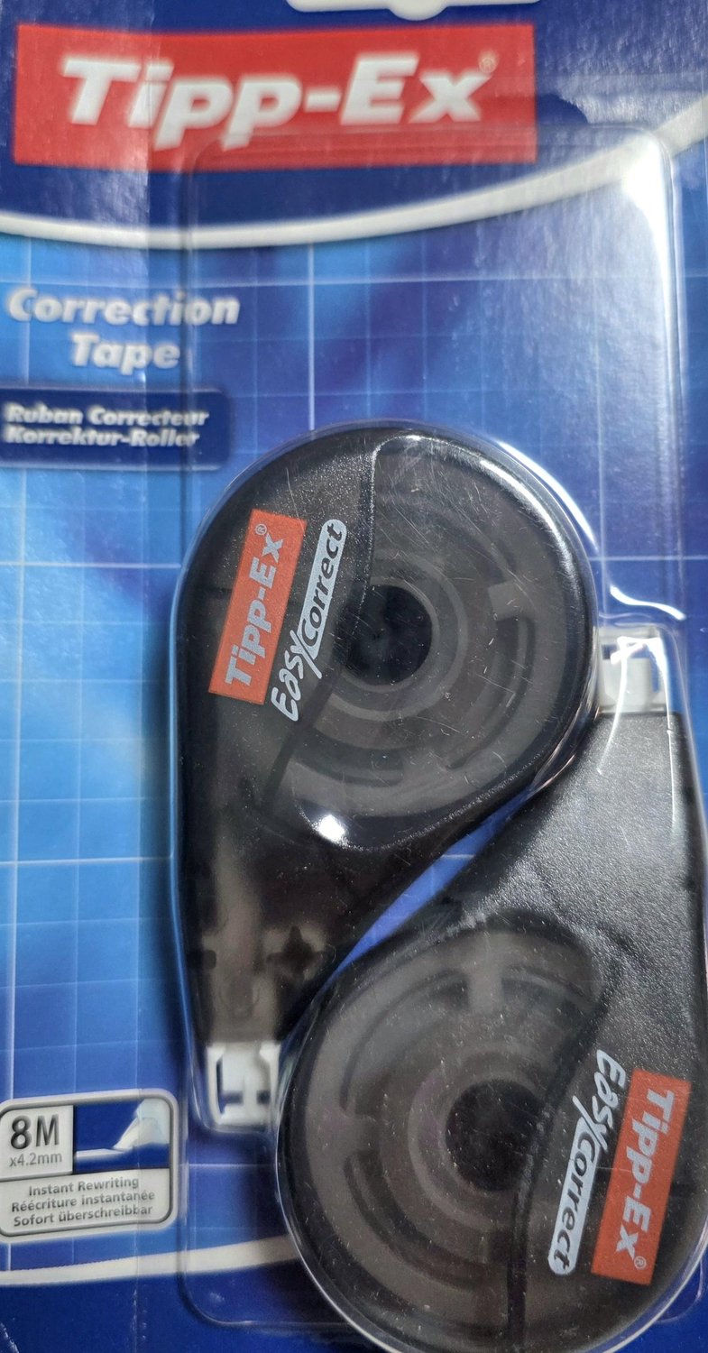 Tipp-ex - 2 correctietaperollers zwart - correctieroller - 8m x 4,2mm - correctierollers
