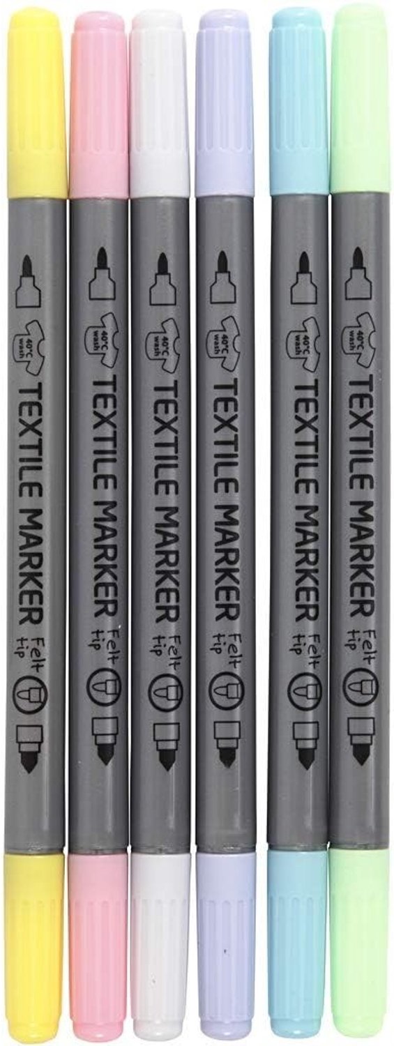 Textielmarkeringen - Pastelkleuren - Permanente markers - Dubbele viltuiteinden - Voor Creatieve Projecten