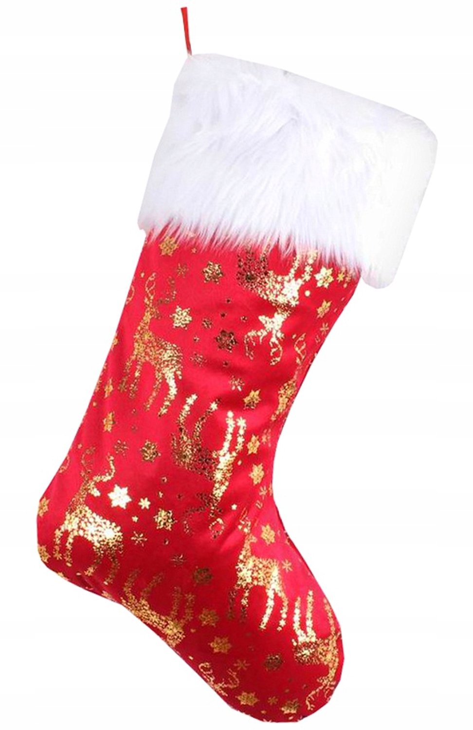 Kerstsok Rood met Gouden Rendieren - Decoratie & Cadeau