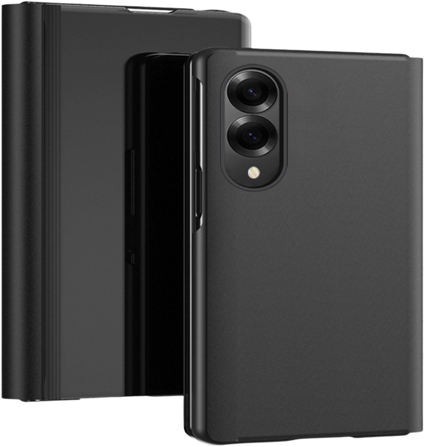 Casety Geschikt voor Samsung Galaxy Z Fold 8 - Window view cover hoes - Zwart