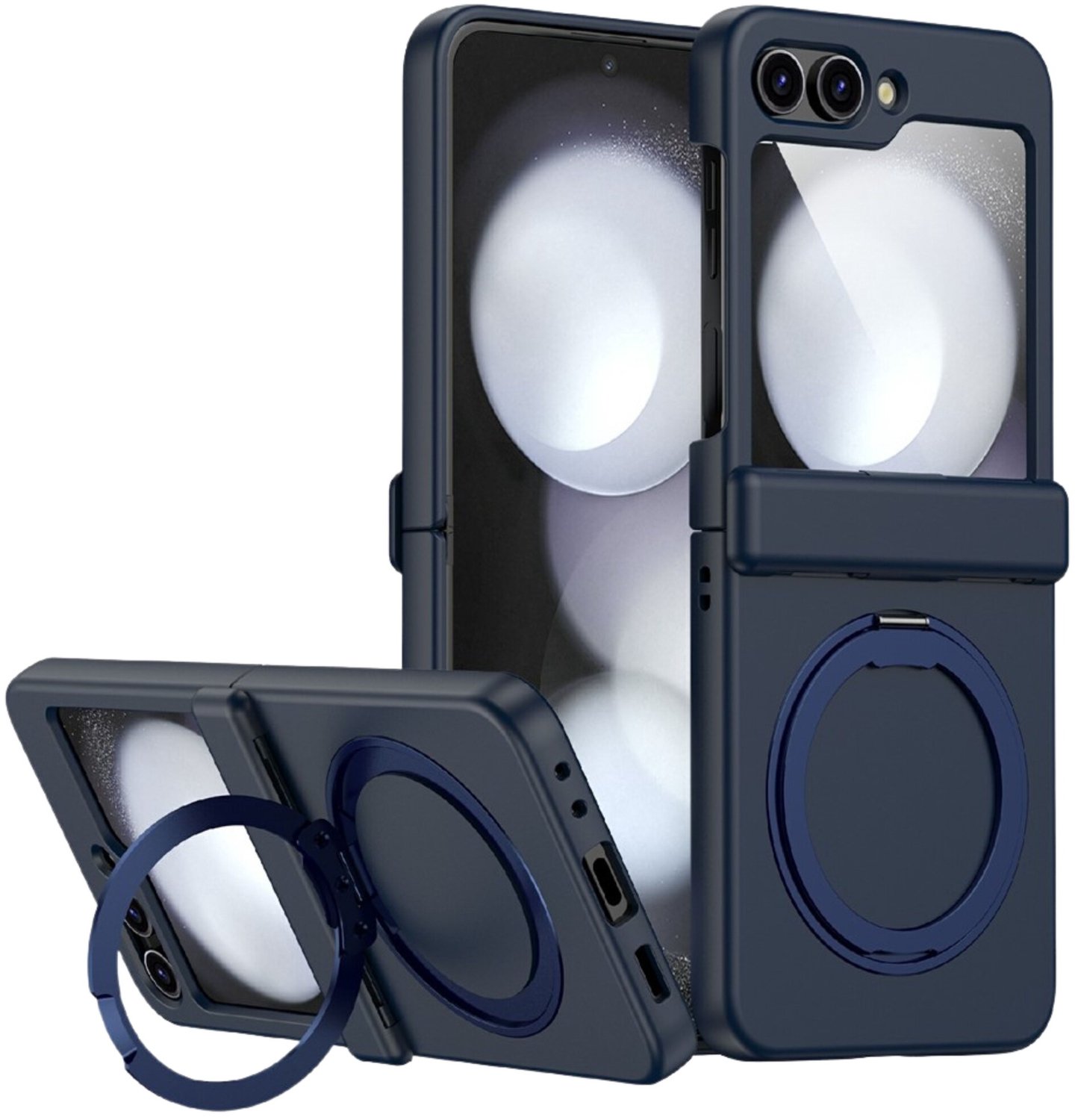 Casety Geschikt voor Samsung Galaxy Z Flip 8 backcover hoesje met magnetisch-ring - Donkerblauw