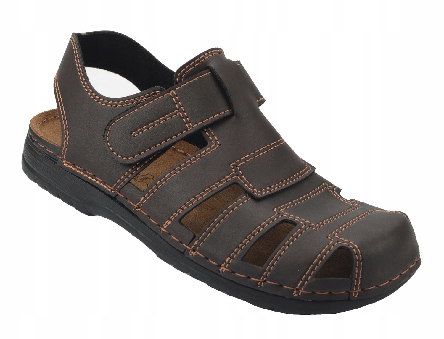 Inblu Heren Sandalen Leer Gesloten Teen Bruin